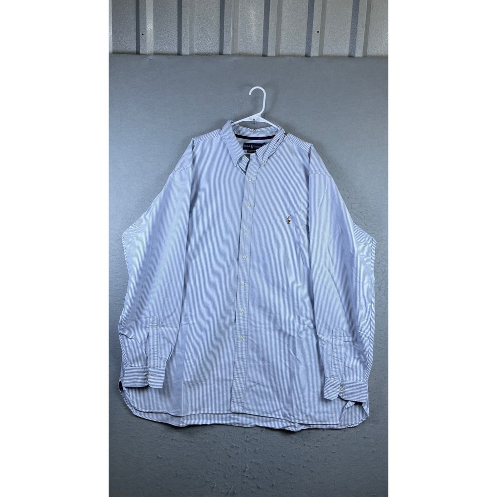 Ralph Lauren Button Down Shirt Mens 3XLT Blue Striped Excellent Classic Fit Long